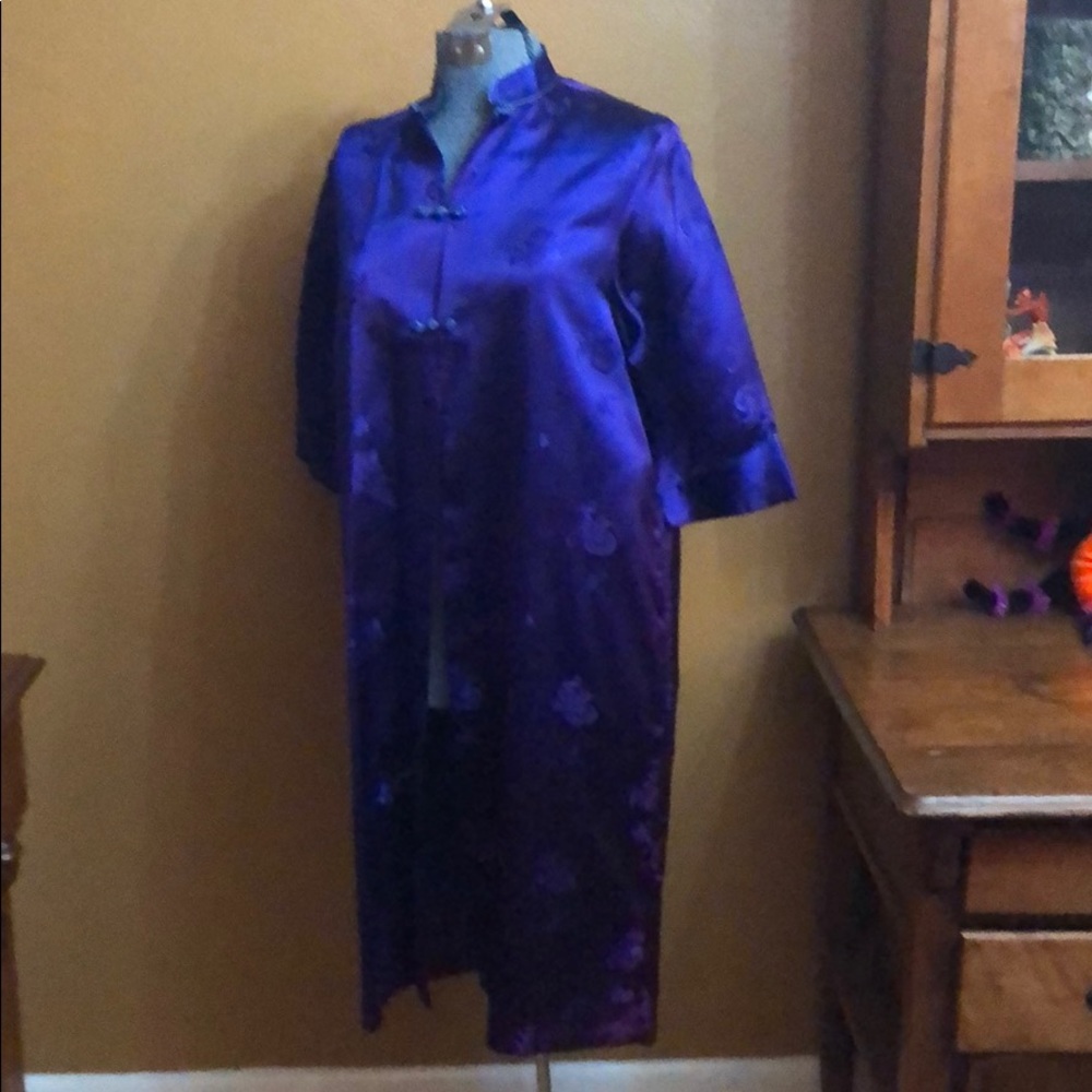 Vintage Suzy Wong Purple Brocade Cheongsam Coat M